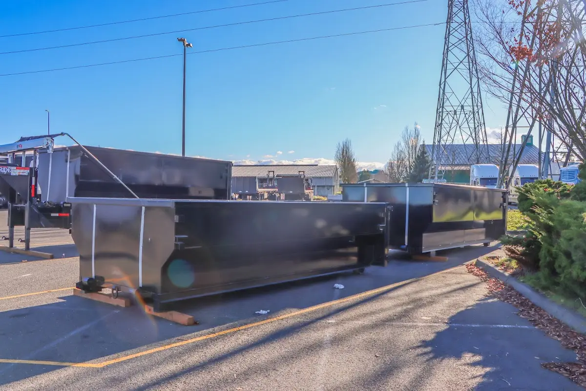Roll-off dumpster ready for waste disposal at job site for 6 Yard Dumpster Rental in Winchester